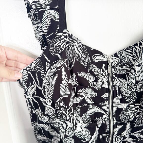 Joseph Ribkoff Zip Front Black White Floral Shift Bodycon Ruffle Dress NEW 10 - Picture 7 of 16